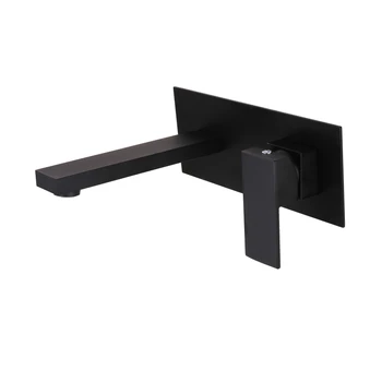 

MTTUZK black wall-mounted Concealed with pre-embedded box basin faucet Brass hot & cold water brushed gold washbasin mixer taps