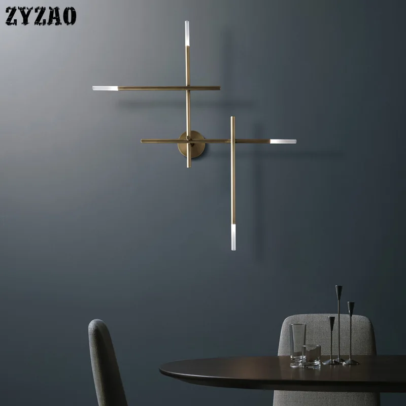 

Post Modern Luxury All Copper Wall Lamp Minimalist Iron Line Living Room Home Decor Wall Light Bedroom Study Bathroom Walllamp