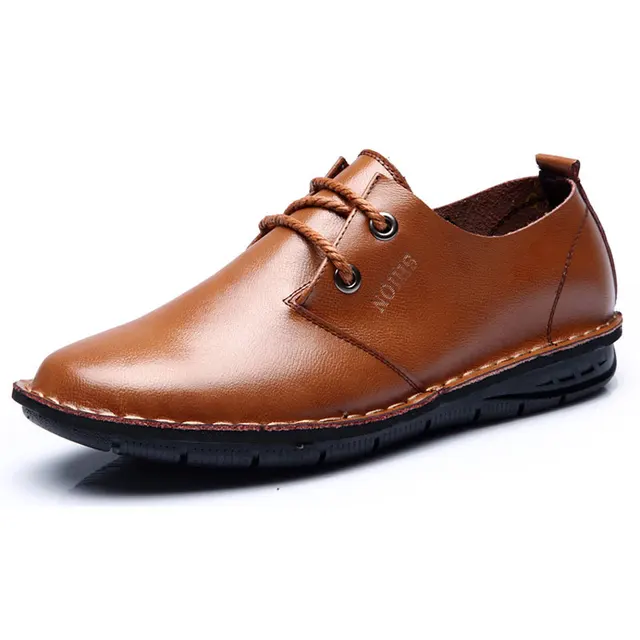 2017 Best Selling Men Casual Shoes Black Brown Soft Leather Men Shoes Manual Flats Men Oxfords