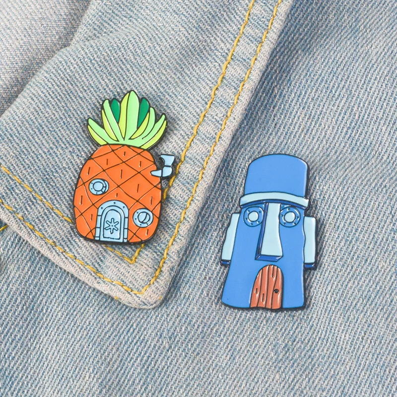 

WEISHUOLI Cute cartoon sponge baby pineapple house brooch direct Wholesale