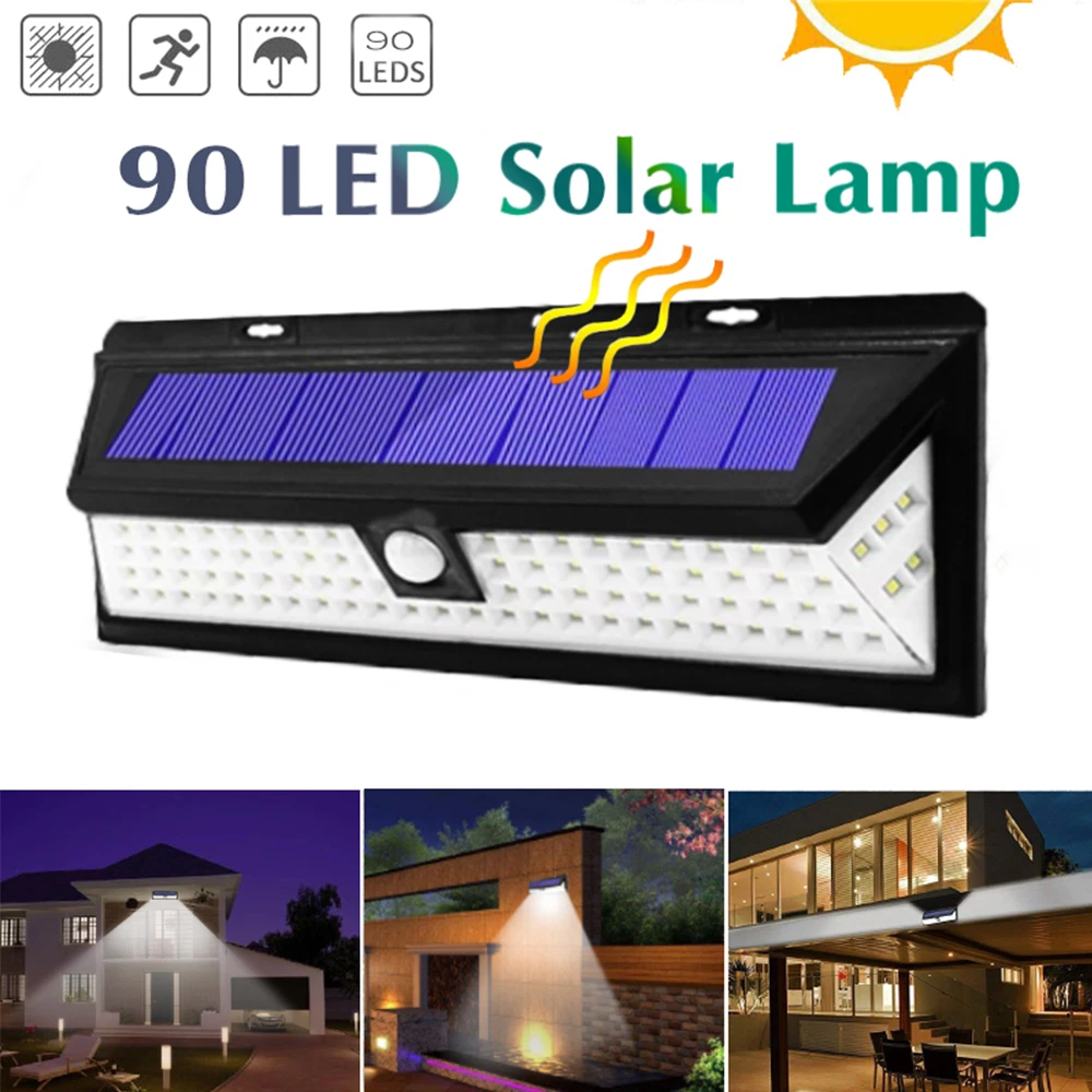 90/118 Led Solar Light Outdoor Waterproof Motion Sensor SMD 2835 IP65 Lighting Decor Garden Light Solar Powered Security Lamp