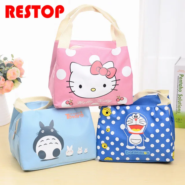 New Insulated Cotton O Kitty Lunch Bag Thermal Food Picnic New Insulated Cotton O Kitty Lunch Bag Thermal Food Picnic Bags For Women Kids Men