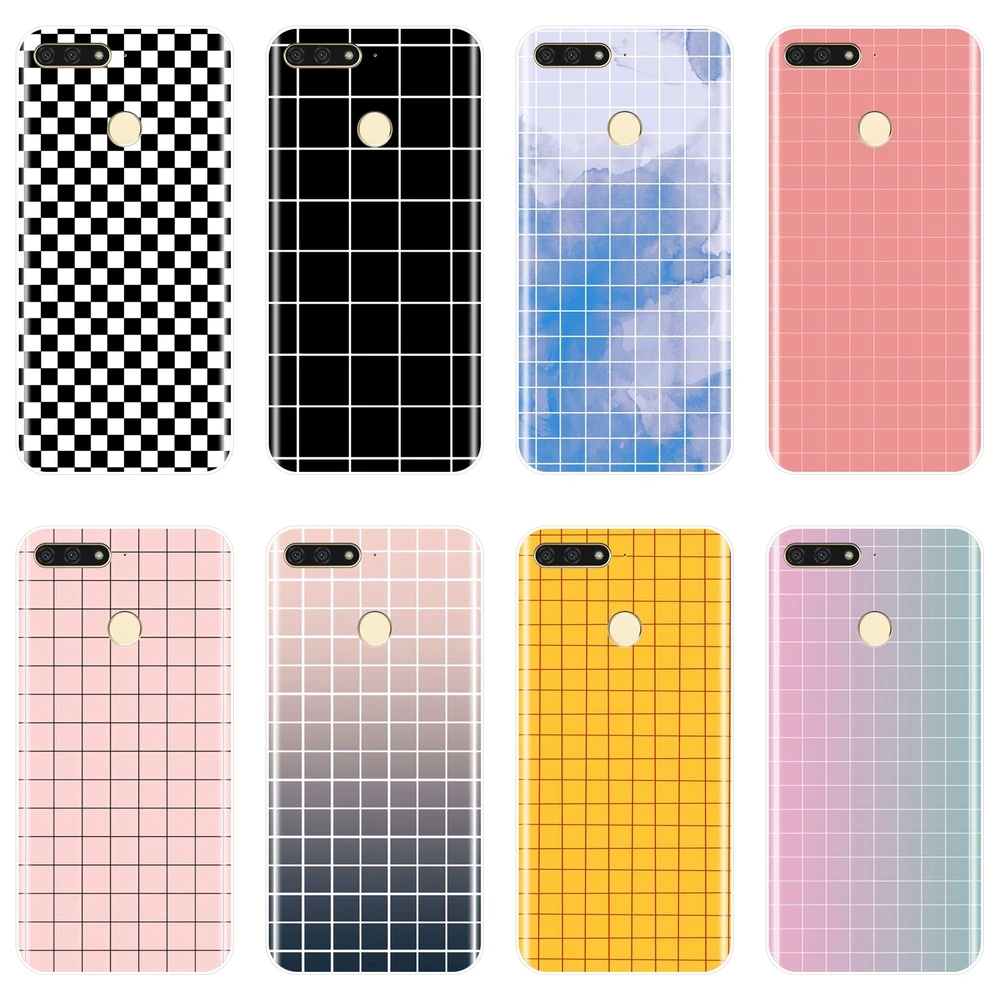 

Case For Huawei Y3 Y5 Y6 Y7 2017 II Pro Yellow Gird Soft Silicone Back Cover For Huawei Y5 Y6 Y7 Prime 2018 Y9 2019 Phone Case