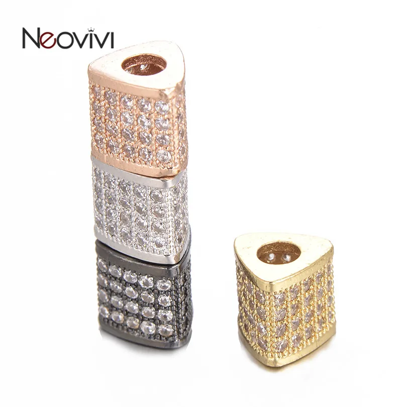 

Neovivi Triangular Prism Bead Clear White CZ Brads for Jewelry Making Women Men Handmade Bracelets Necklaces DIY Spacer Bead