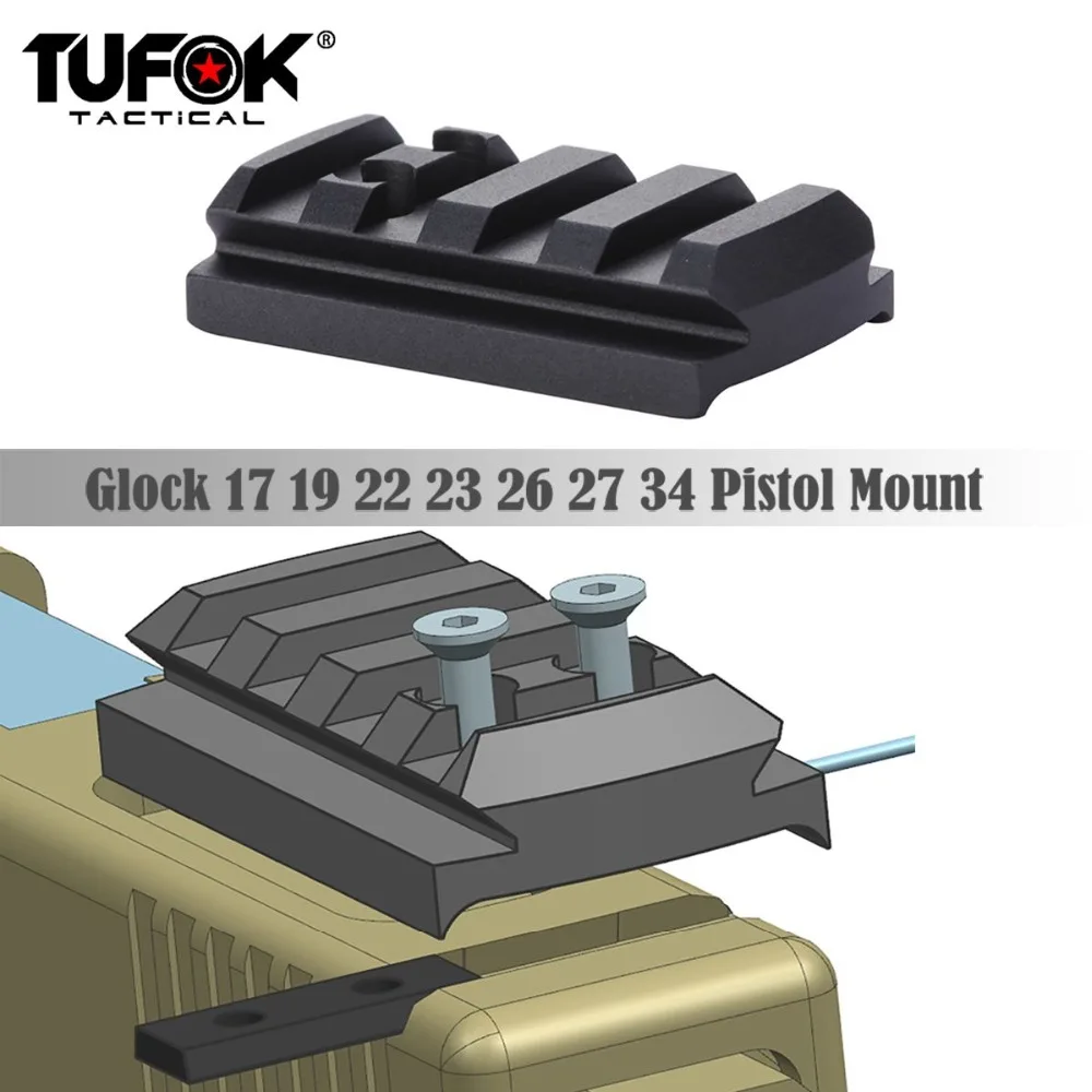 Tufok Glock пластина G17/19/22/23/26/27/34 Glock крепление для тачскрин Сенсорная панель Sightmark Burris вихревой красная точка зрения Пикатинни опорный кронштейн с адаптером