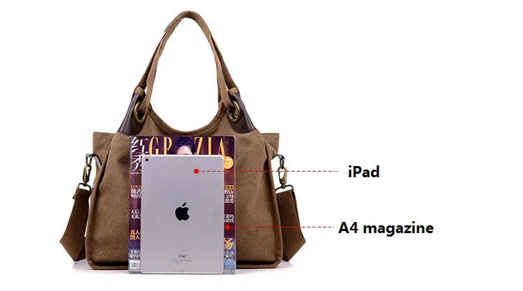 MJ Women's Canvas Handbags High Quality Female Canvas Totes Casual Shoulder Bags Large Travel Bag Ladies Solid Crossbody Bags (3)