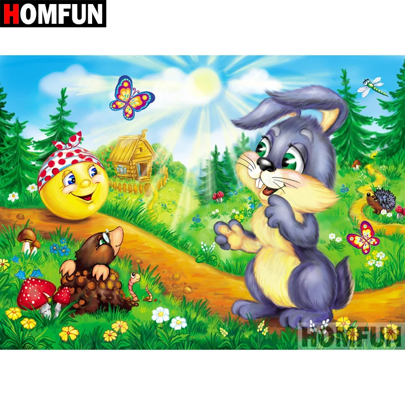 

HOMFUN 5D DIY Diamond Painting Full Square/Round Drill "Cartoon rabbit" Embroidery Cross Stitch gift Home Decor Gift A08543