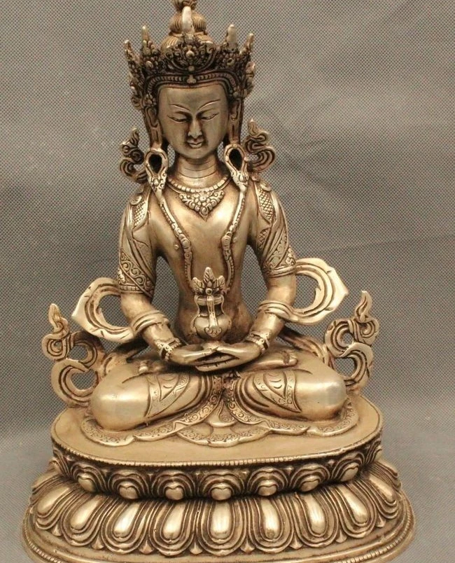 

12" Tibet Buddhism Folk Silver Vajradhara Vajrabhairava Vajrasattva Statue
