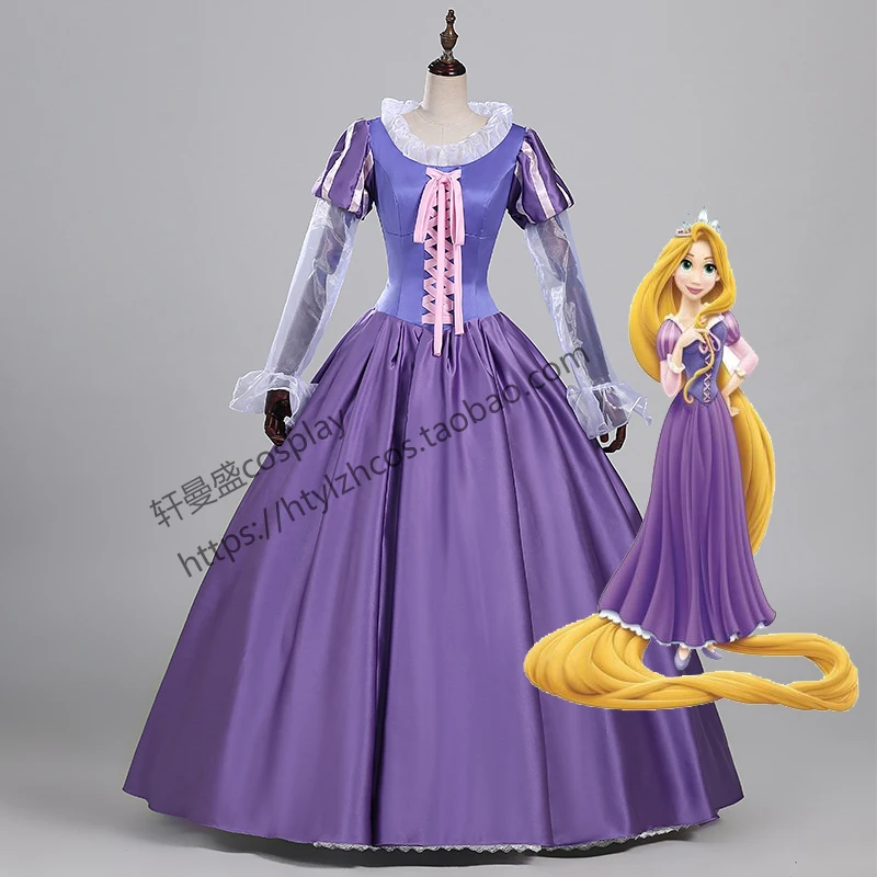 

Anime Princess Tangled Rapunzel Blue Cosplay Dress Cloth For Adult Women Party Halloween Cosplay Costume Custom Made