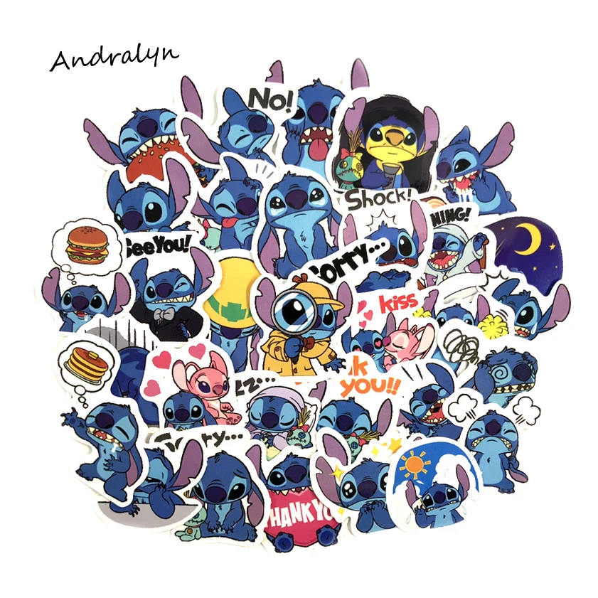 50Pcs Set Classics Lilo Stitch Cute Cartoon Stickers Scrapbooking Stickers For Luggage Laptop Notebook Car Motorcycle