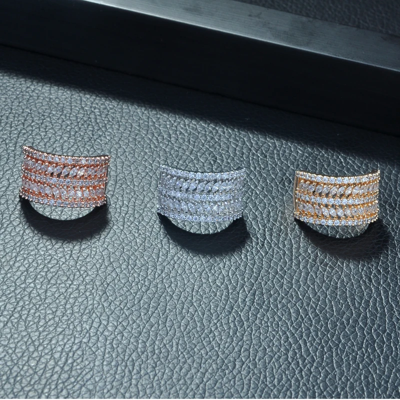 HIBRIDE элегантный дизайн CZ кольцо с инкрустацией AAA кубический камень цирконий Стильное женское кольцо Jewelry Патри украшения бижутерия для
