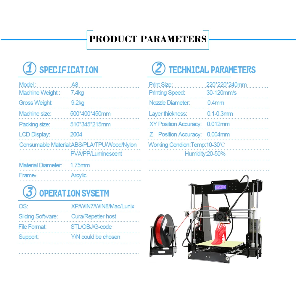 Дешевые Anet A6 A8 3d принтер алюминиевая кровать с подогревом Reprap Prusa I3 3d принтер комплект DIY Impresora 3d с PLA 10 м нить 3d принтер