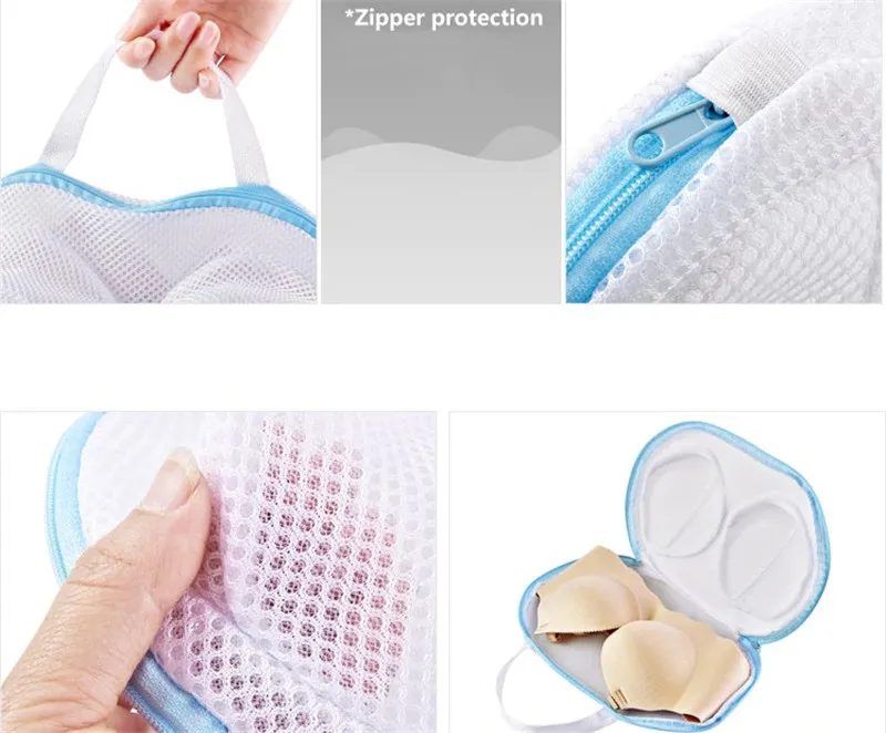 TOPBATHY 3pcs Bra Lingerie Panties Washing Bags Zippered Mesh Laundry Bags Triangle Bracket Protection Net