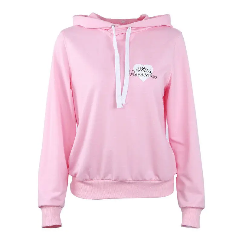 Print pink Hoodies Letter Print Women Graphic Brief Hoodie Sweatshirt ...