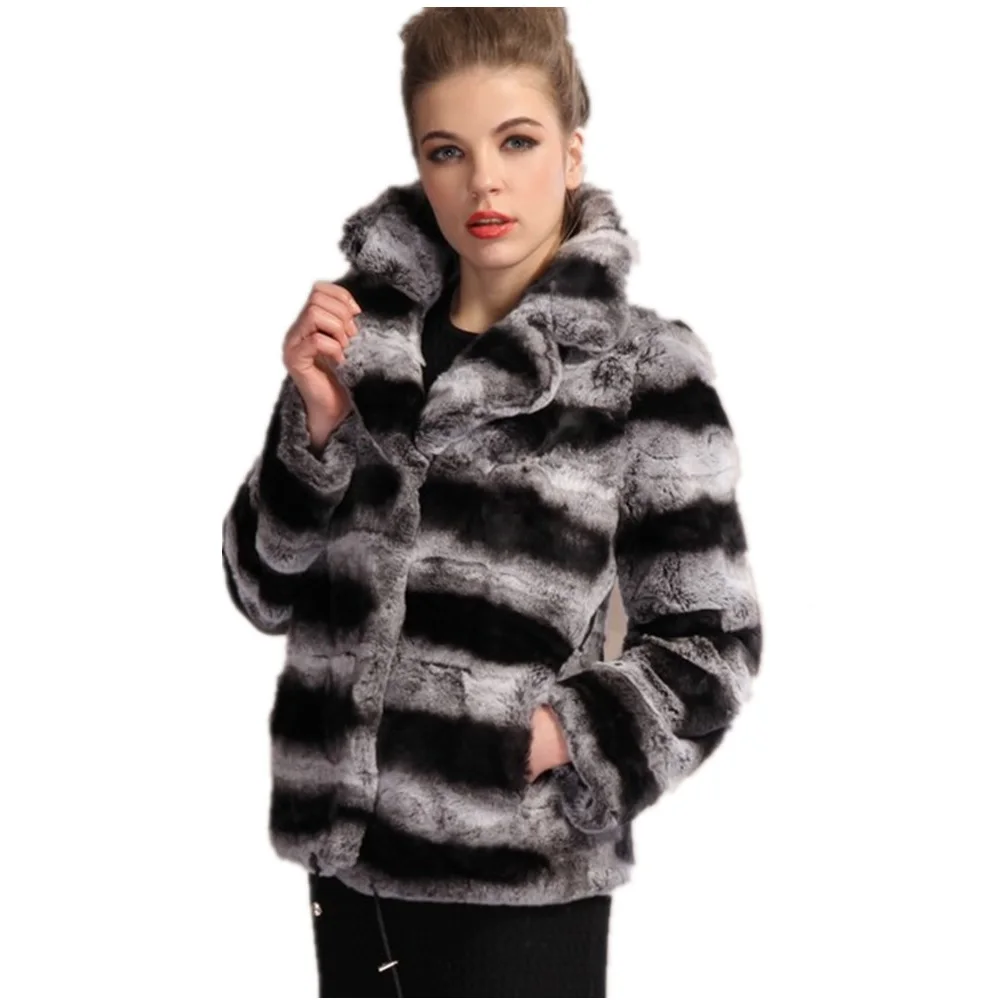 

chinchilla color fur jacket Turn down collar autumn winter warm women's jacket luxury natural rex rabbit fur coat C270