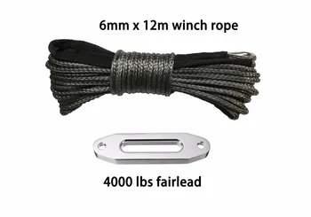 

6mm x 12m plasma cable with 4000lbs fairlead synthetic winch line uhmwpe rope with sheath car accessories