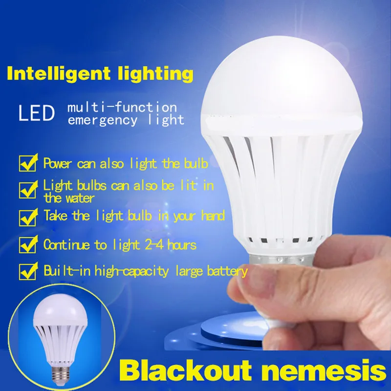 

Newest E27 LED Lamps 5W 7W 9W 12W 15W Emergency Light Bulb Rechargeable 220V @8 JD9