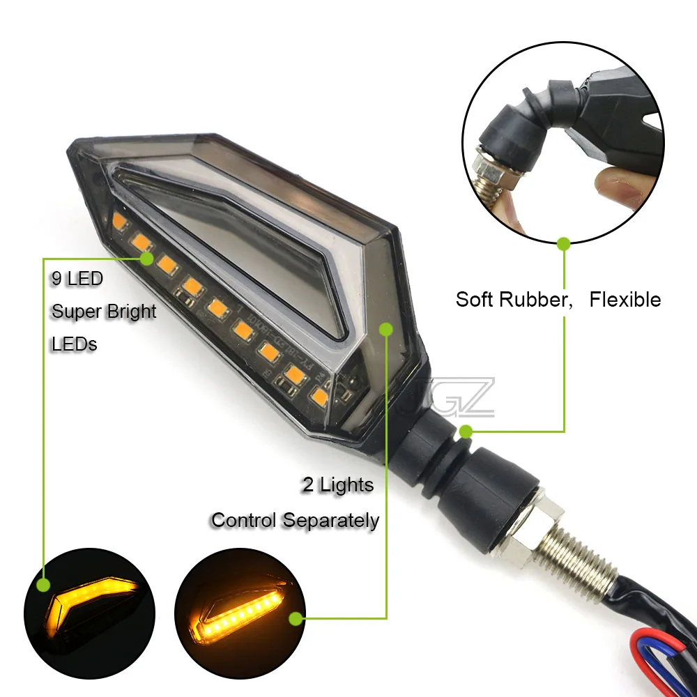 Универсальный мотоцикл 12V гибкие светодиодные сигнальные фонари янтарного цвета
