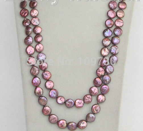 

Jewelr 004050 length 48" 12mm coin fastener wine red freshwater pearls necklace