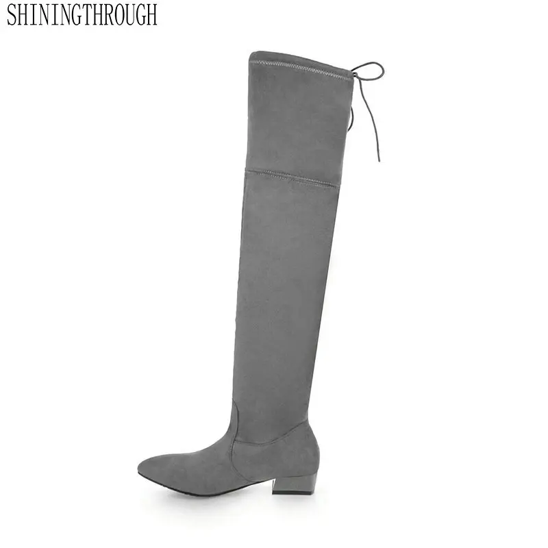 

Large size 34-43 women fashion sexy over the knee high women boots spring autumn women shoes 3cm low heels casual party shoes