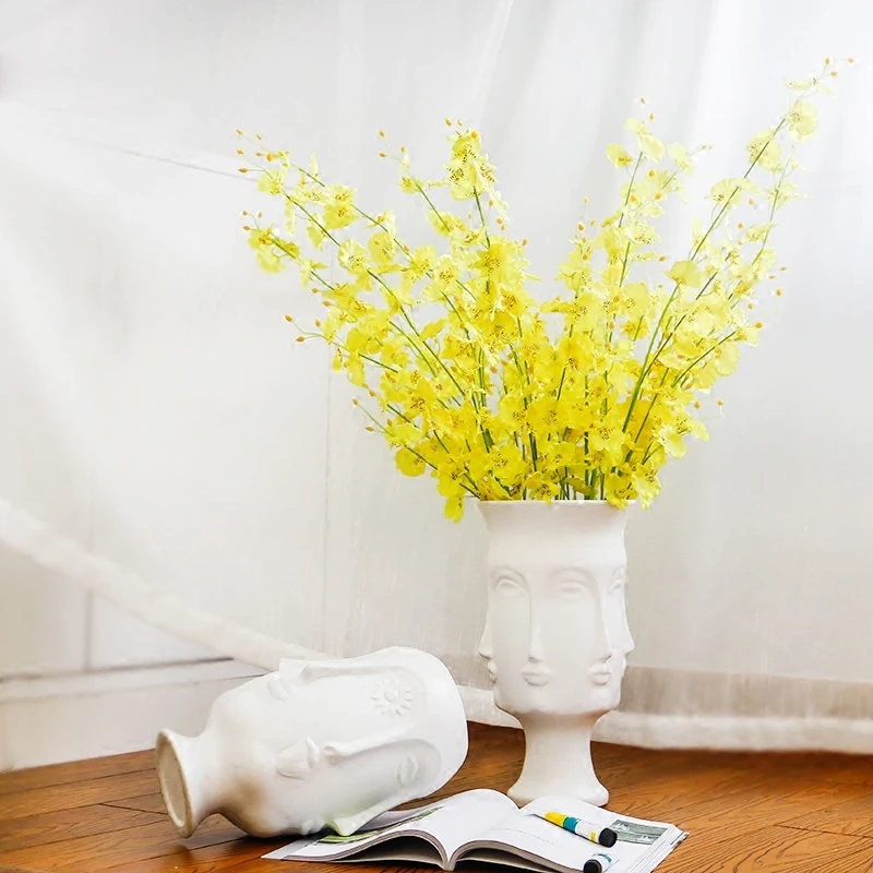 Нордическая белая матовая керамика ваза для лица Современная голова человека гостиная креативное цветочное вставное устройство декоративный цветок для дома горшок банка