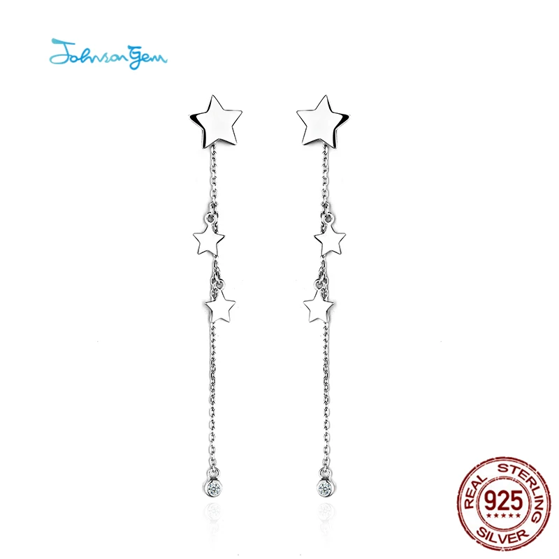 

JG 925 Sterling Silver Star Pure Silver Stud Earrings for Women Elegant Cute Zircon Jewelry for Girl Jewel 925 Stamp