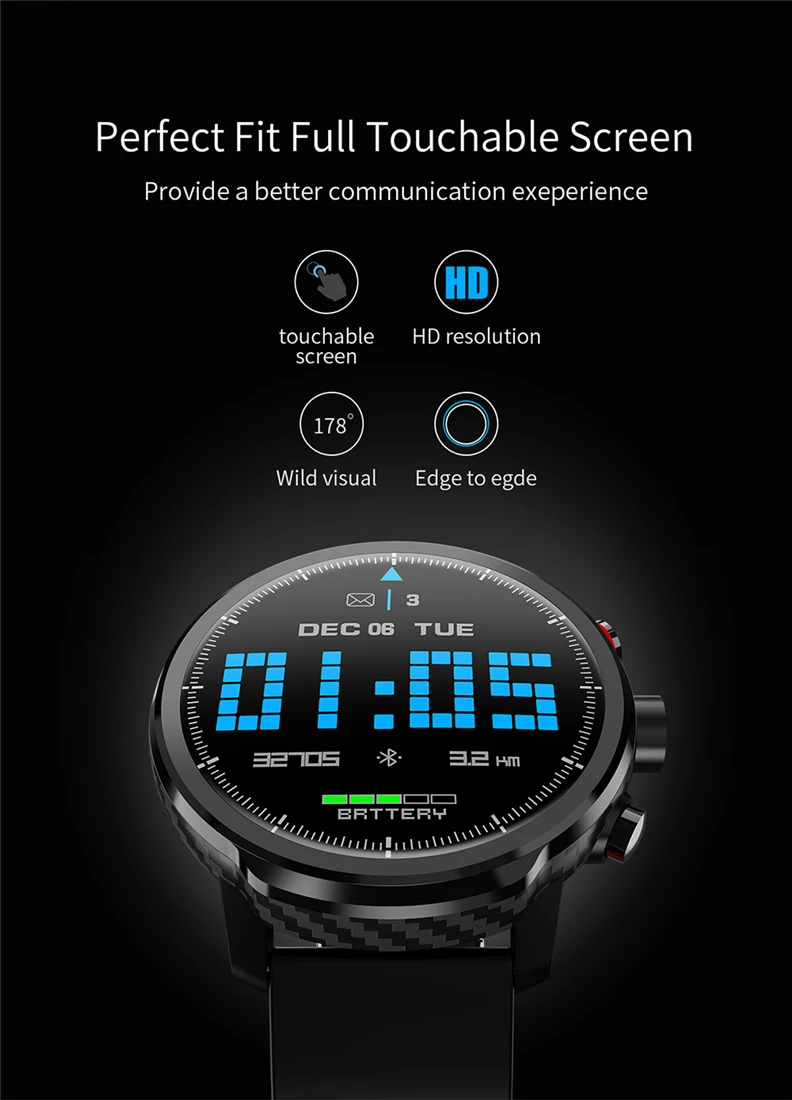 L5 Смарт-часы для мужчин IP68 Водонепроницаемые несколько видов спорта режим сердечного ритма погода, Bluetooth умные часы в режиме ожидания 100 дней