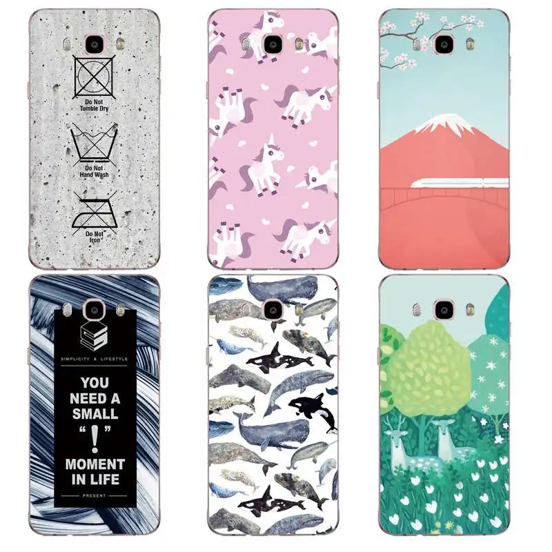 

Soft Silicone TPU Phone Case For Samsung J3 J5 J7 S6 S7 S8 note8 A3 A5 C7 J2prime fish Horse Scenery Simple Free Shipping