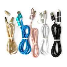 Два в одном линия передачи данных Android для мобильного телефона Apple 2A из алюминиевого сплава нейлоновый Плетеный зарядный кабель Прямая поставка HLSC0010