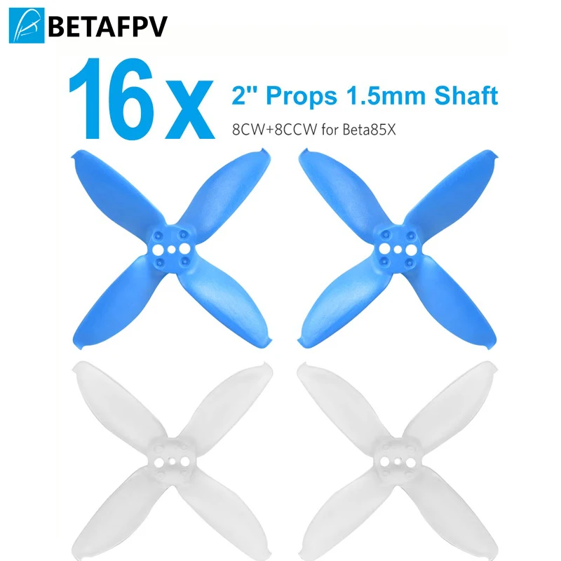 

BETAFPV EMAX Avan 16pcs 2'' 4-Blade Props 1.5mm Shaft Propellers for Beta85X Whoop Drone 110x 4500-6000KV Brushless Motors