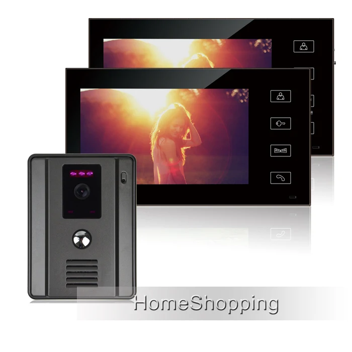 

New Wired 7" Screen Video Intercom Door Phone System 2 Touch Monitors + 700TVL Waterproof Outdoor Camera In Stock Free Shipping