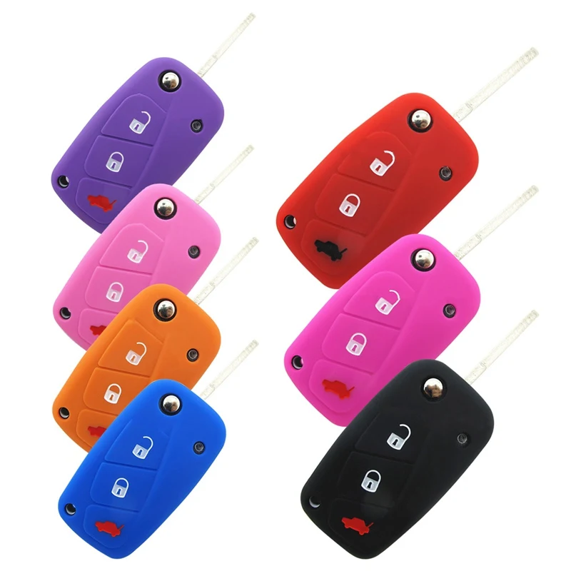 

3 Buttons Silicone Car Key Case Cover for FIAT Key Bag Protector Cover Car Interior Accessories