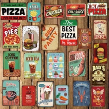 [DecorMan] пицца барбекю Кофе Чай морепродукты говядина гамбургер металлические знаки индивидуальная жестяная вывеска роспись Бар Декор LT-1755