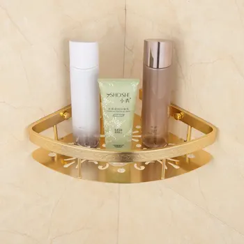 

Thick Golden Luxury Aluminum 1 Tier Bathroom Shelves Corner Shower Storage Bath Shelves basket Racks Shelf