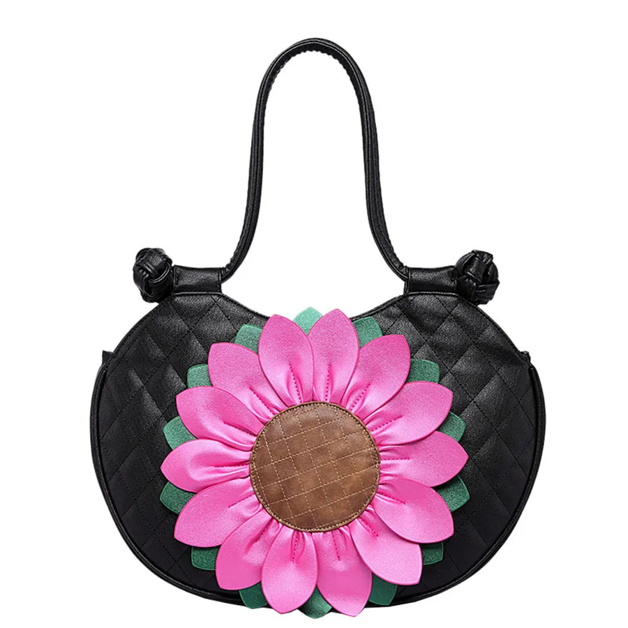 High quality PU leather shoulder bag flower design female bag National