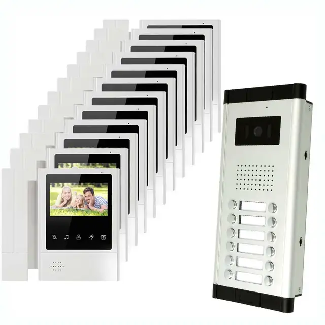 12 units apartment doorbell video system wall mounted wired