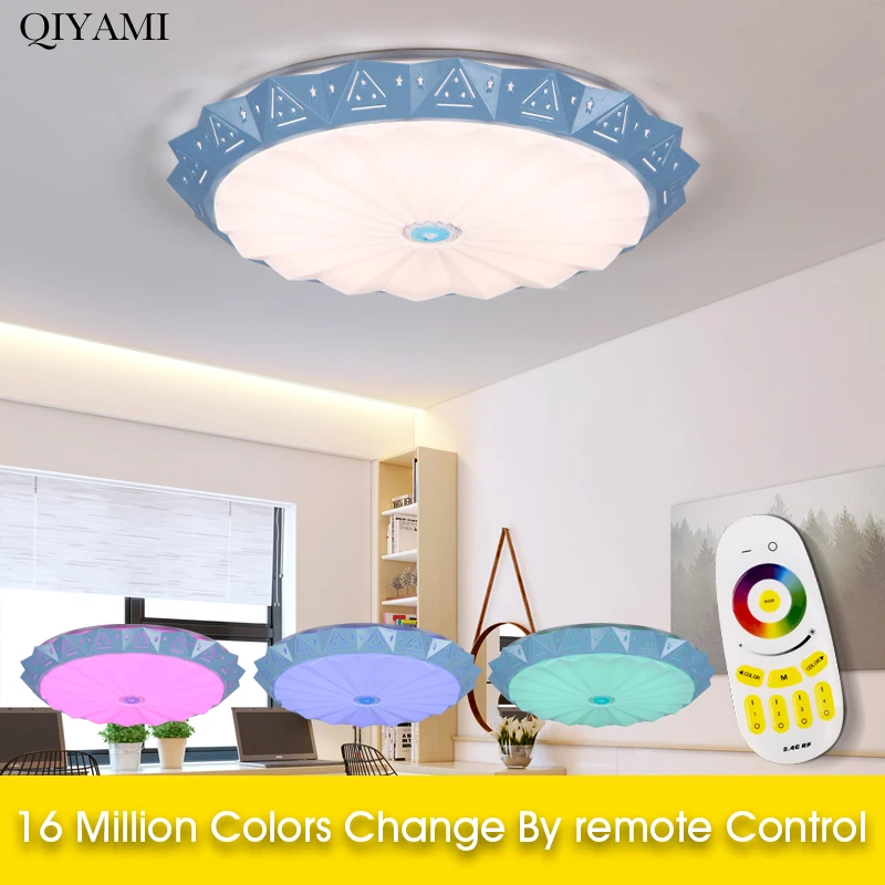 

Indoor LED Ceiling Lights Lamp With Remote Control for living room bedroom pink white blue body 2.4RF RGB Changing Light Fixture