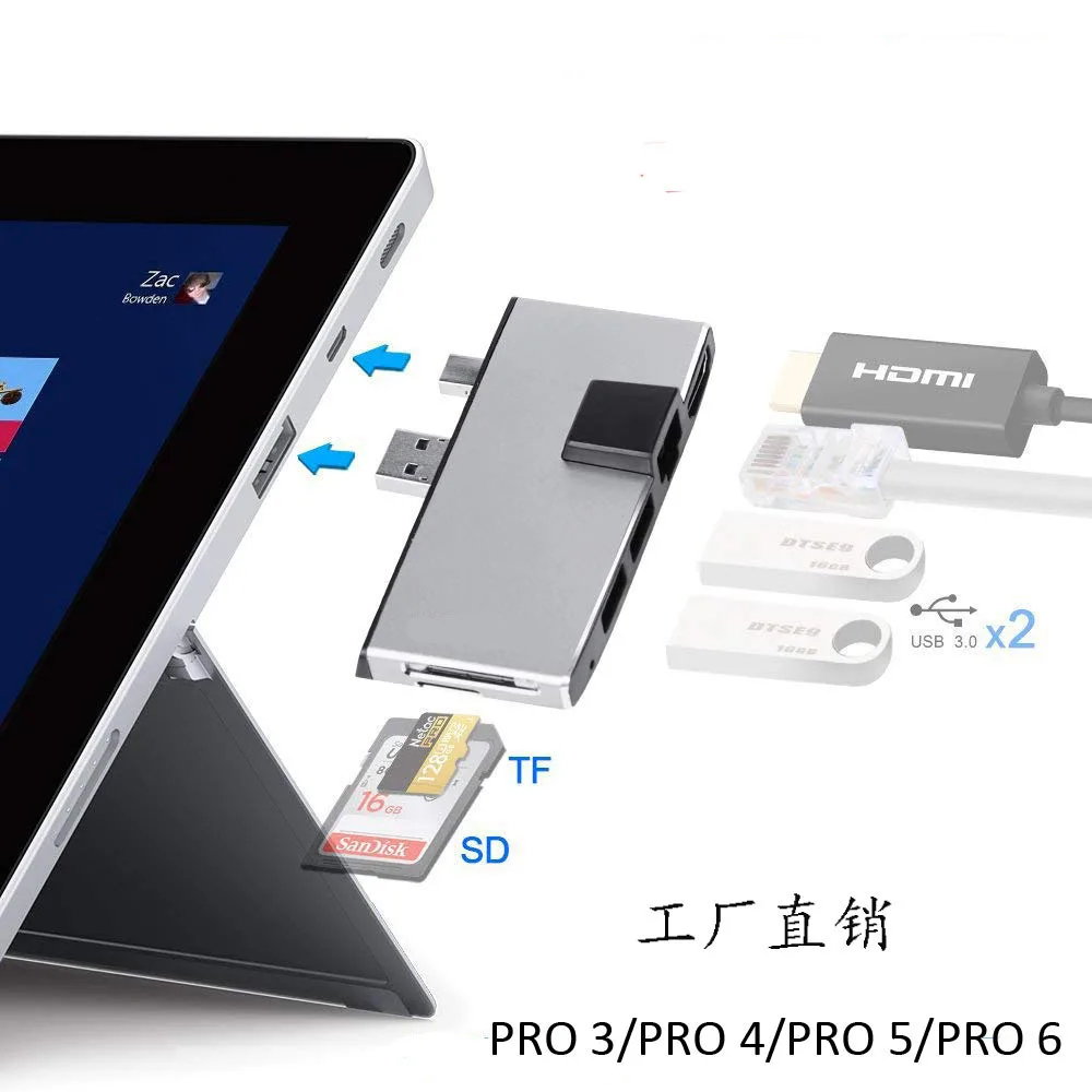 USB mini Dp к HDTV 2USB 3,0 концентратор для Surface pro 4 5 6