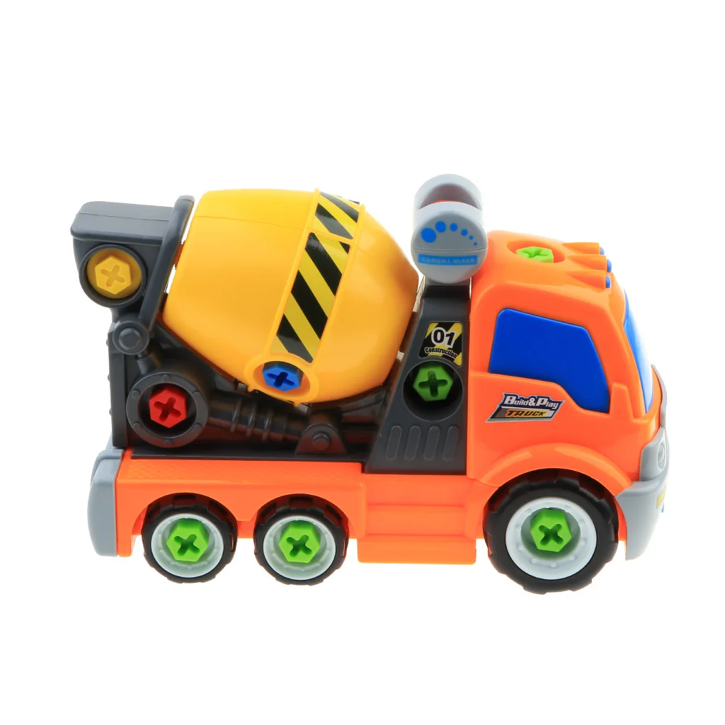 Take Apart Constructions Vehicles Toys - Assemble RC remote control Engineering Truck w/ Electric Drill Tool Kit Screwing Block
