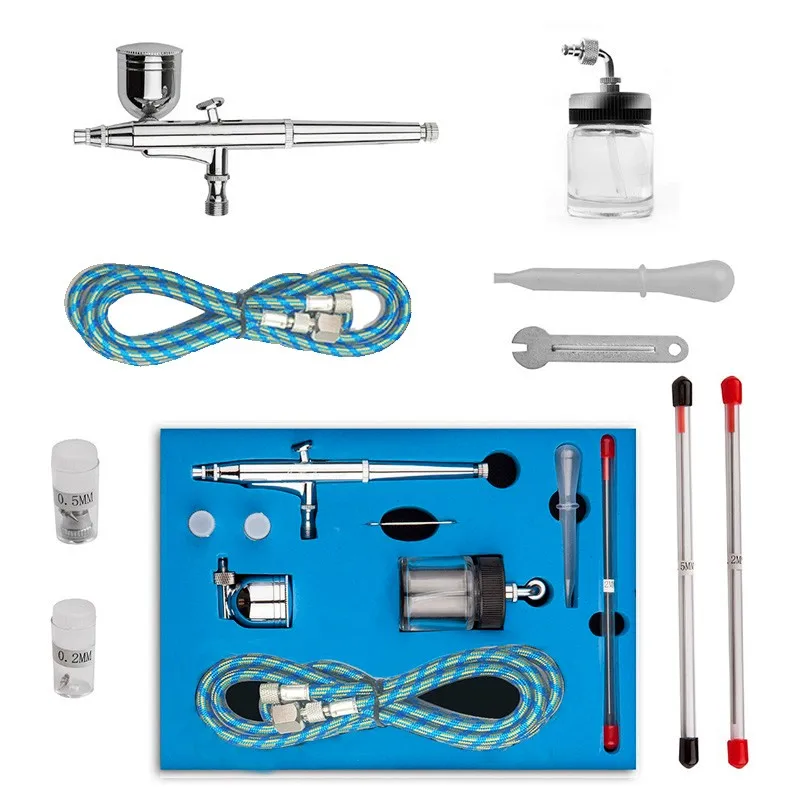 Dual-Action-Airbrush-Kit-Needle-Air-Brush-Spray-gun-body-painting-airbrush-Makeup-Styling-Tools-Nail