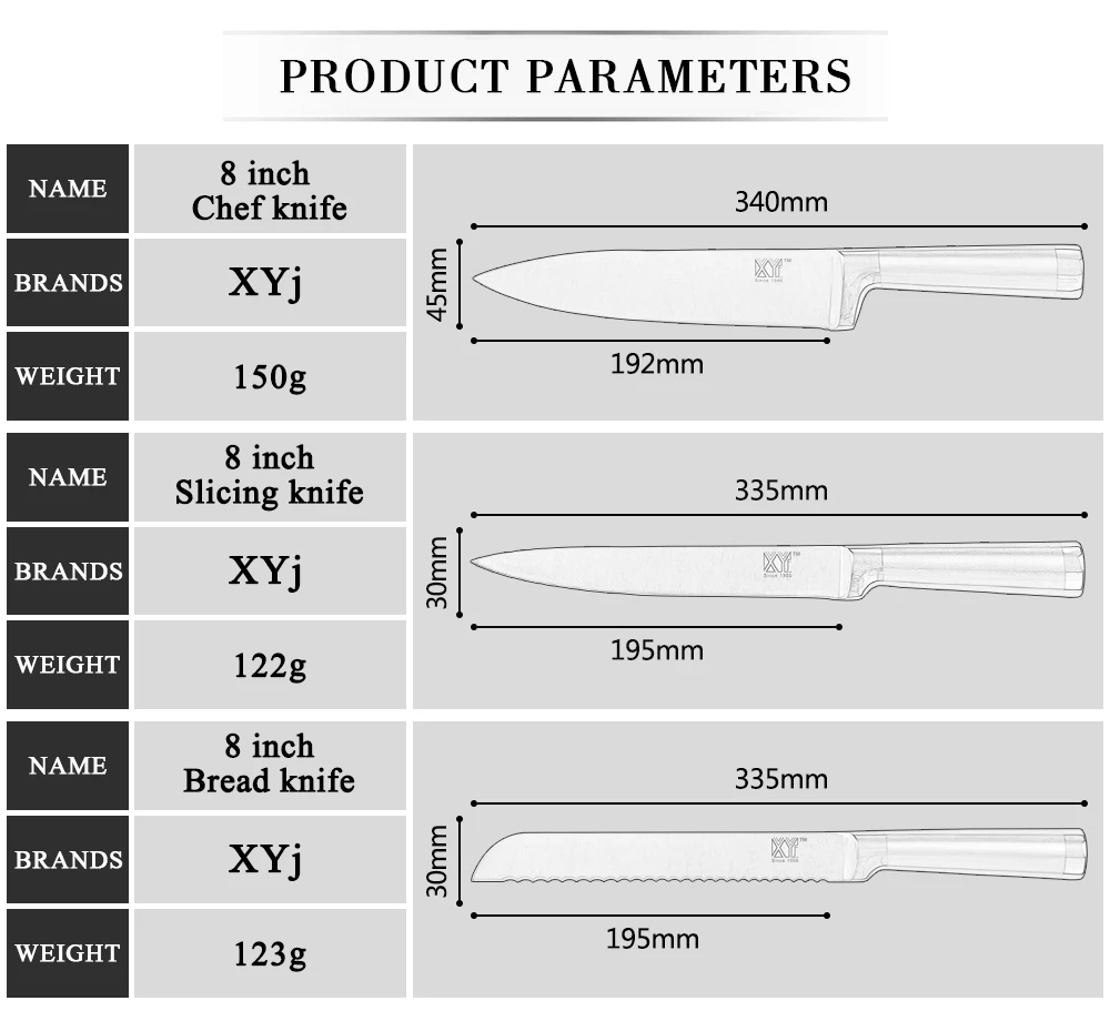 XYj набор кухонных ножей из нержавеющей стали, нож для очистки фруктов Santoku, нож для нарезки хлеба, обвалки, ножницы в форме рыбы, набор ножей, аксессуары