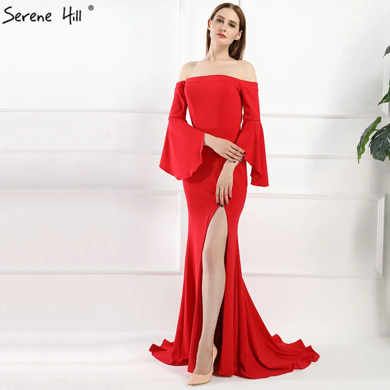 Пикантные красные с плеча Русалка платья для выпускного вечера 2019 г. Простые Модные элегантные невесты тостов вечерние платья настоящая