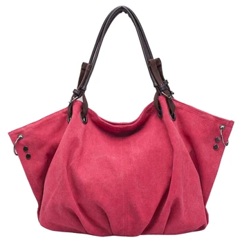 

FGGS Womens canvas fashion Leisure Shoulder Messenger cloth Bags(Rose red)