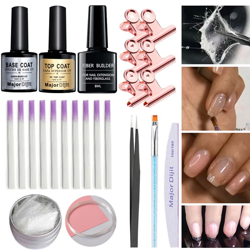 

Fibernails Fiber Glass Gel Set top & base coat Acrylic Nail Salon FIBERGLASS NAIL Tools FOR EXTENSION SET Tools