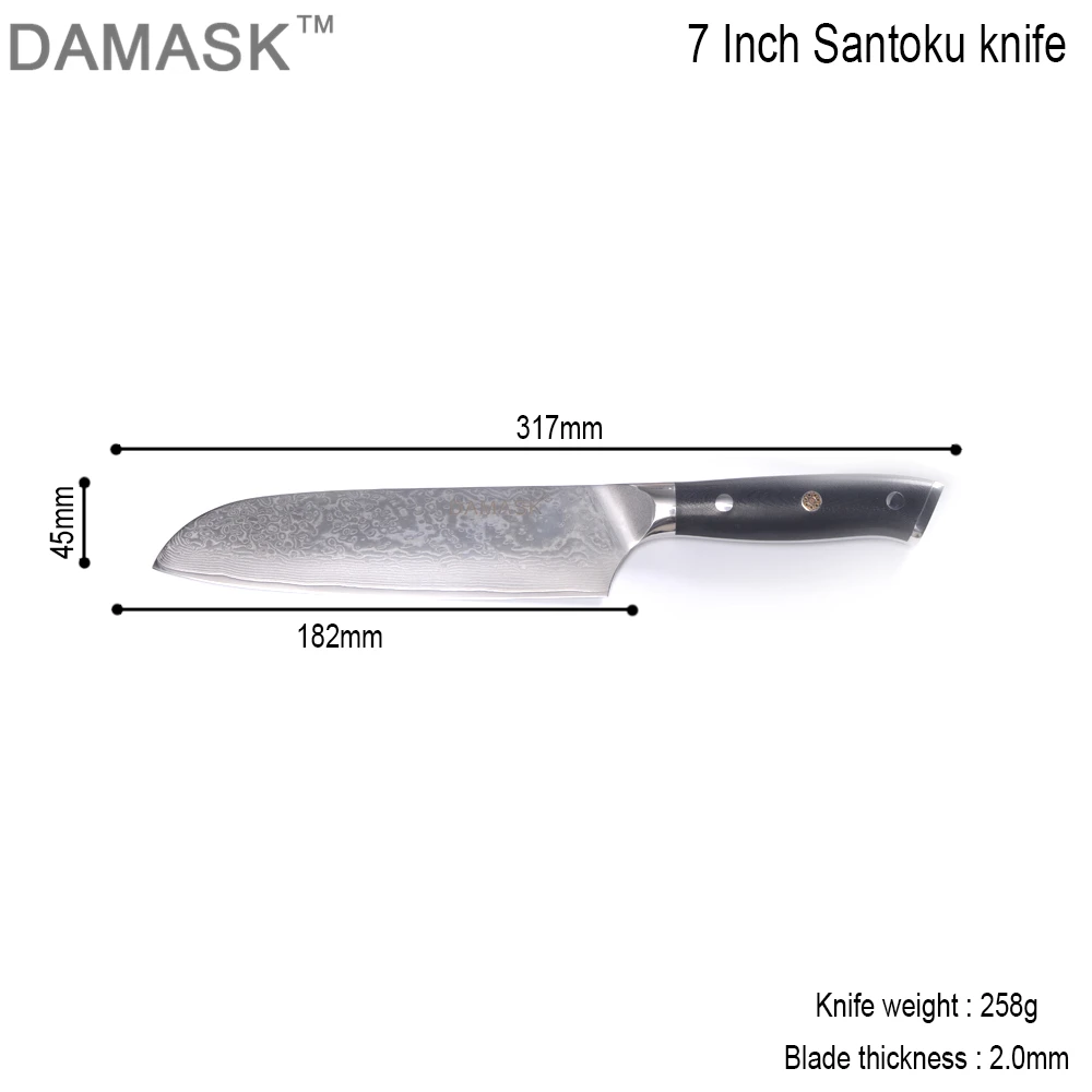 Дамасский стальной нож шеф-повара Santoku, кухонный нож, профессиональные японские кухонные ножи для шеф-повара, нож для мяса Gyutou