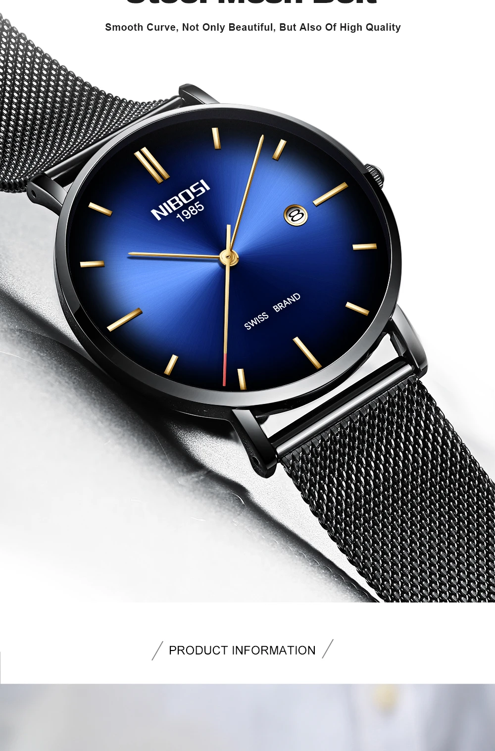 NIBOSI Топ бренд класса люкс часы Модные мужские кварцевые часы для мужчин стальной сетчатый ремешок бизнес водонепроницаемые спортивные часы Relogio Masculino