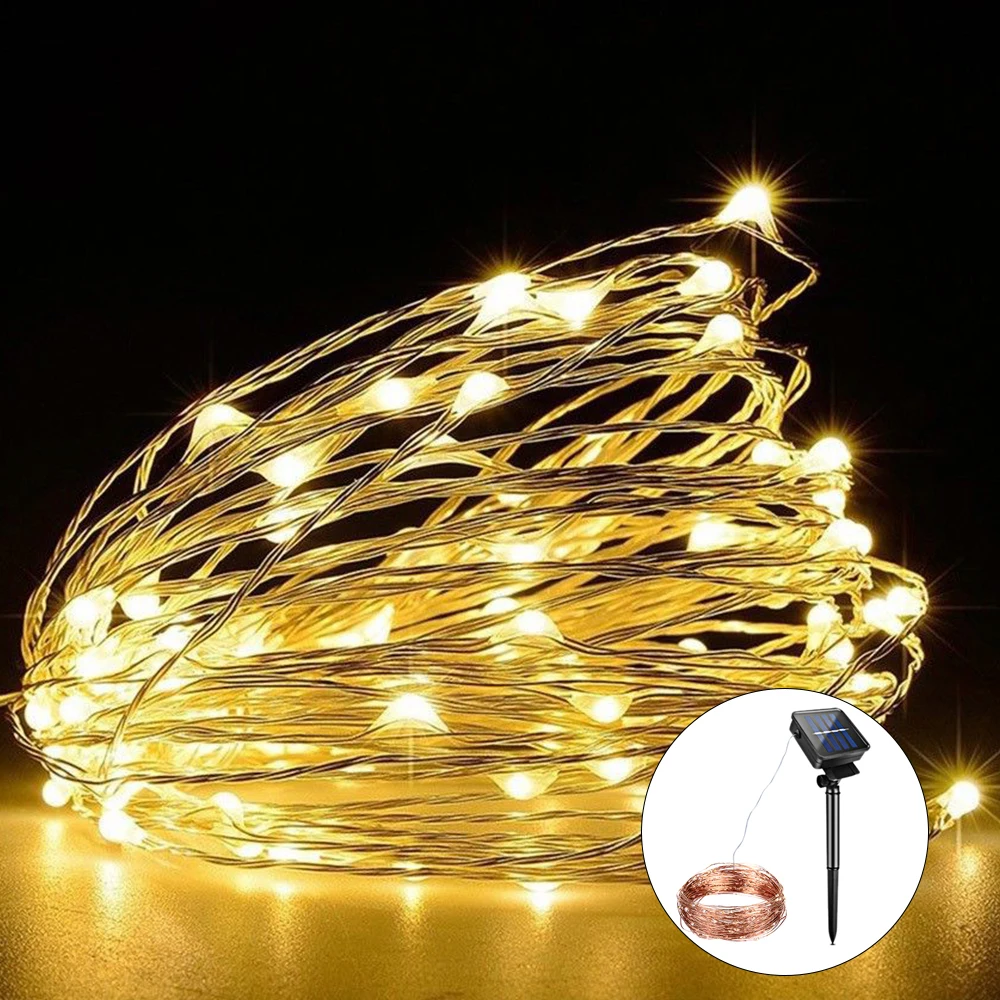 Foxanon Lighting Strings 10m 20m Solar Rechargeable Led String Light Rgb Copper Fairy Lights Christmas Decoration Outdoor Garden Lighting Strings Aliexpress