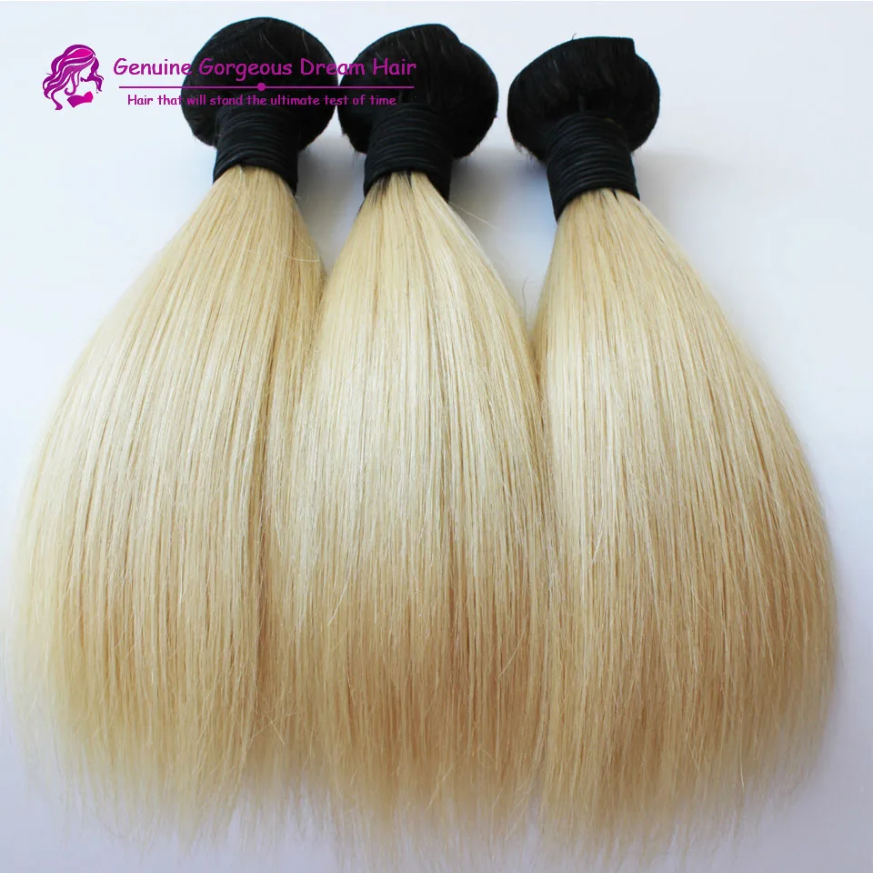 

S 3pcs/lot brazilianvirgin hair 613 blonde virgin hair ombre hair extensions straight 1b 613 dark root ombre human hair freeship