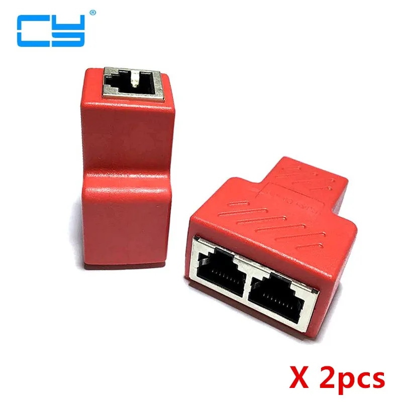 

RJ45 1 in 2 out converter, STP UTP Cat6 RJ45 RJ 45 8P8C Plug To Dual RJ45 Splitter Network Ethernet Switcher Adapter connector