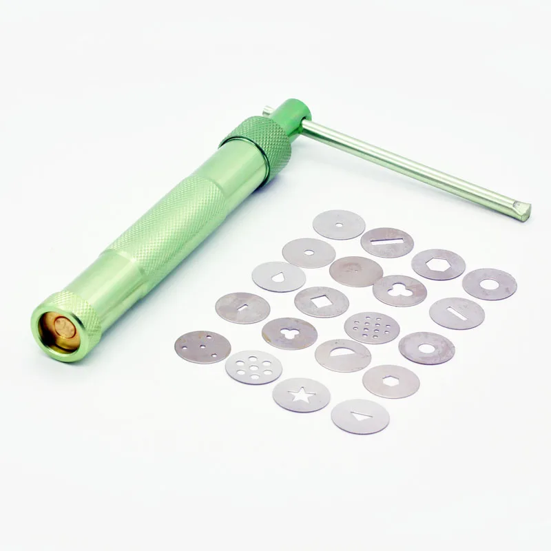 Stainless Steel Sugar Paste Clay Extruder Craft Gun With 20 Tips